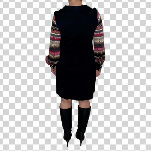Trina Turk * Black Shift Dress w/Colorful Long Sleeves * Size 6 - Picture 2 of 4